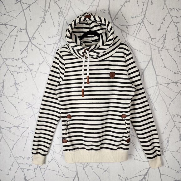 Wanakome White Black Stripe Pullover Artemis Hoodie - Picture 2 of 7